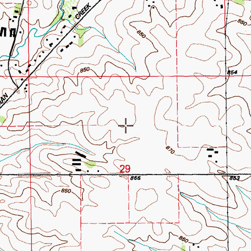 Topographic Map of Dry Creek Post Office (historical), IA