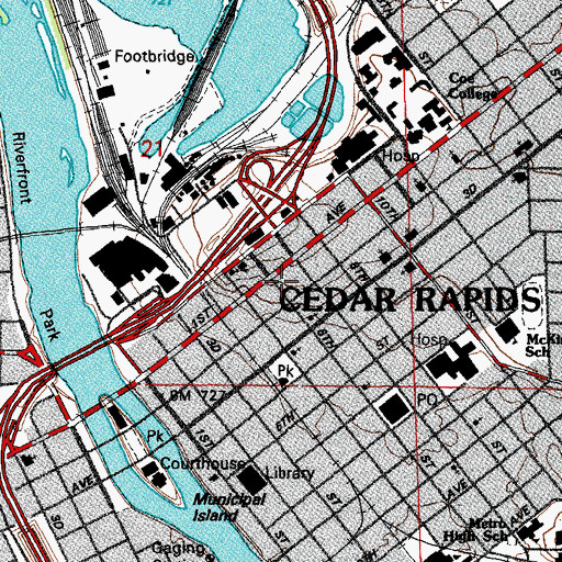 Topographic Map of History Center, IA