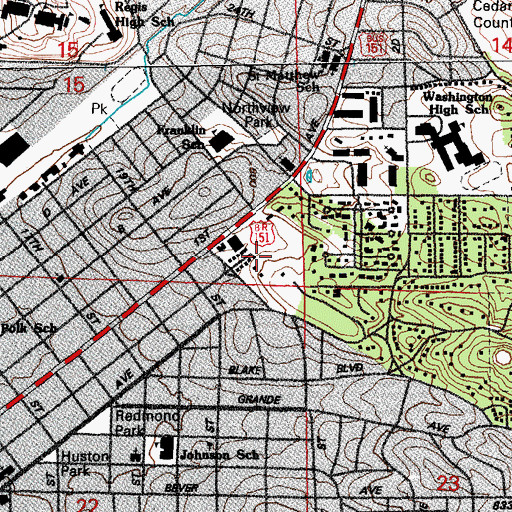 Topographic Map of Brucemore, IA