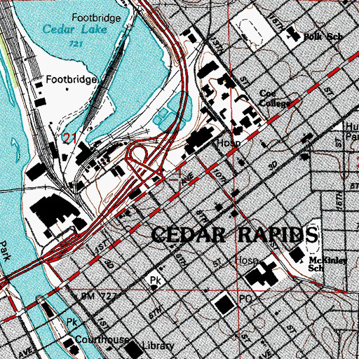 Topographic Map of Saint Lukes Physicians and Clinics Center, IA