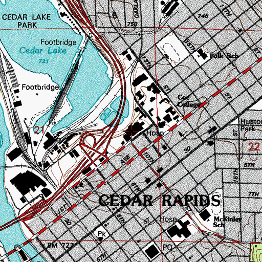Topographic Map of Saint Luke's Hospital, IA
