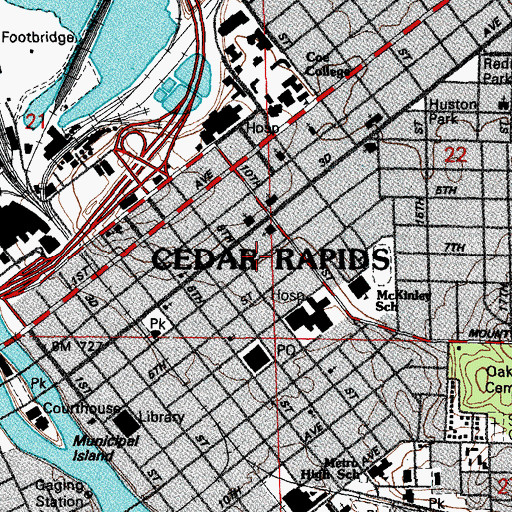 Topographic Map of Physicians Clinic of Iowa, IA