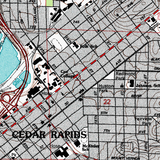 Topographic Map of Mercy Care Center, IA