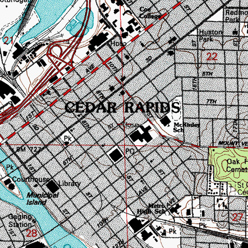 Topographic Map of Cedar Rapids Family Physicians Center, IA