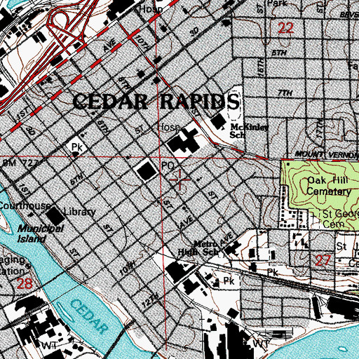 Topographic Map of Mercy Care Center, IA