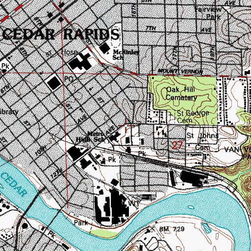 Topographic Map of Cedar Rapids Free Medical Clinic, IA