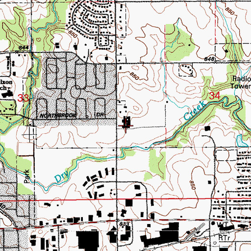 Topographic Map of Northbrook Manor Care Center, IA