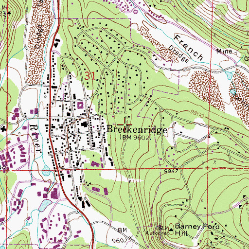 Topographic Map of Breckenridge, CO