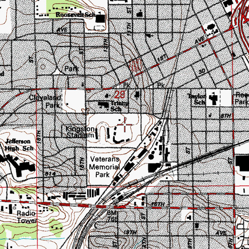 Topographic Map of Veterans Memorial Tennis Center, IA