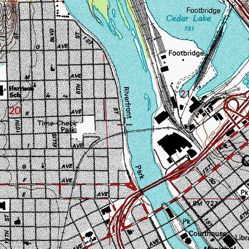 Topographic Map of Riverfront Park, IA
