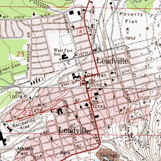Topographic Map of Leadville, CO