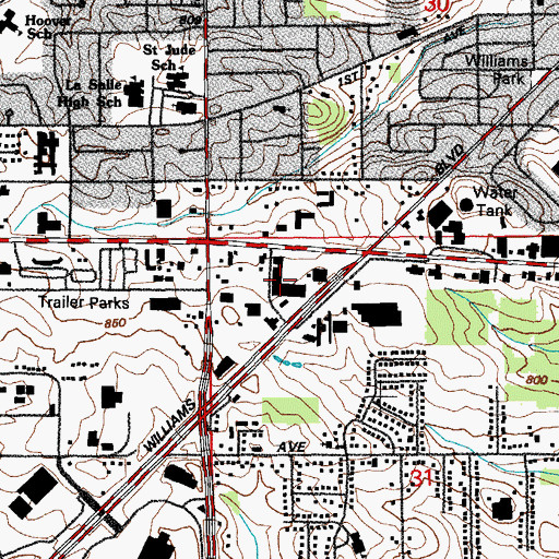 Topographic Map of Mays Shopping Center, IA
