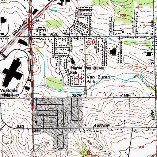 Topographic Map of Van Buren Park, IA