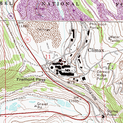 Topographic Map of Climax (historical), CO