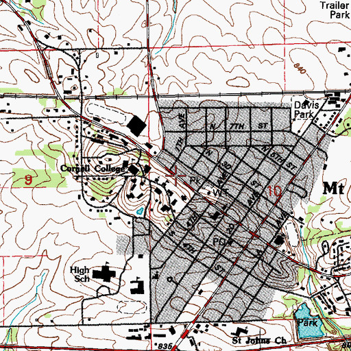 Topographic Map of Rood House Residence Hall, IA