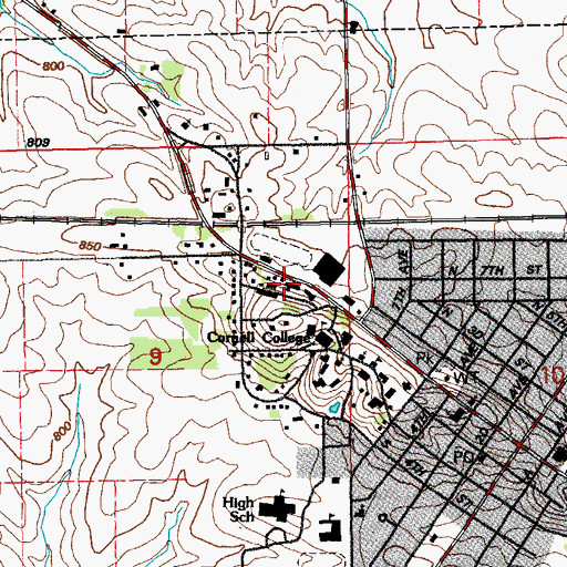 Topographic Map of Old Residence Hall, IA