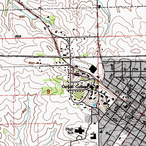 Topographic Map of Rorem Residence Hall, IA