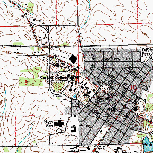 Topographic Map of Bowman-Carter Residence Hall, IA