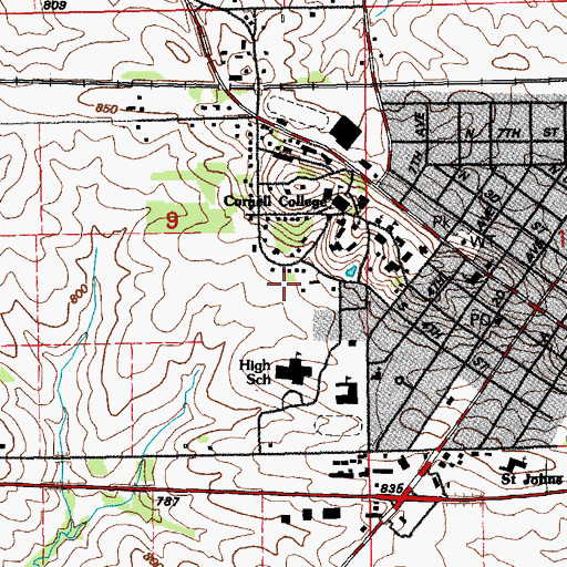 Topographic Map of Soccer and Intramural Fields, IA
