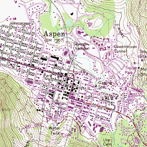 Topographic Map of Aspen, CO