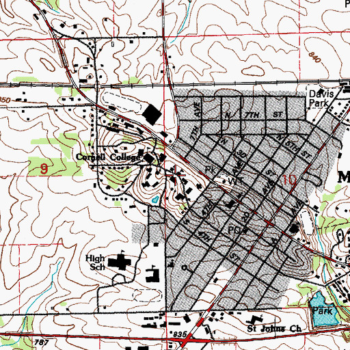 Topographic Map of Old Sem, IA