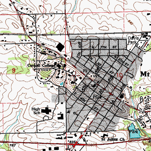 Topographic Map of Law Hall, IA