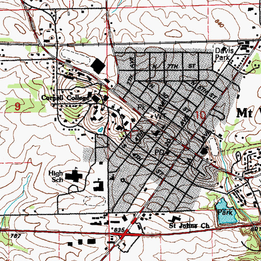Topographic Map of Norton Geology Center and Anderson Museum, IA