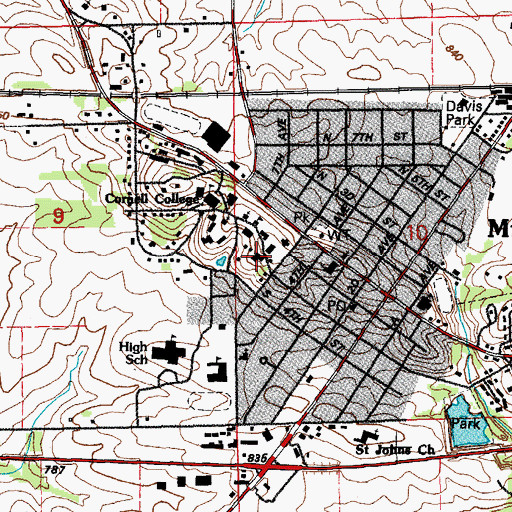 Topographic Map of South Hall, IA