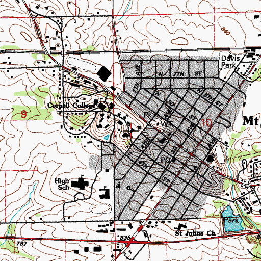 Topographic Map of College Hall, IA