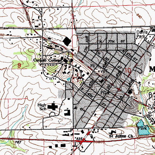 Topographic Map of West Science Center, IA