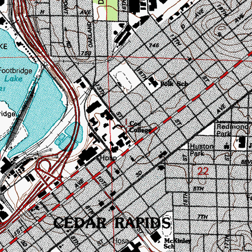 Topographic Map of Coe Apartments, IA