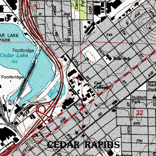 Topographic Map of Gage Memorial Union, IA