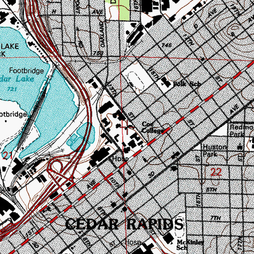 Topographic Map of Voorhees Hall, IA