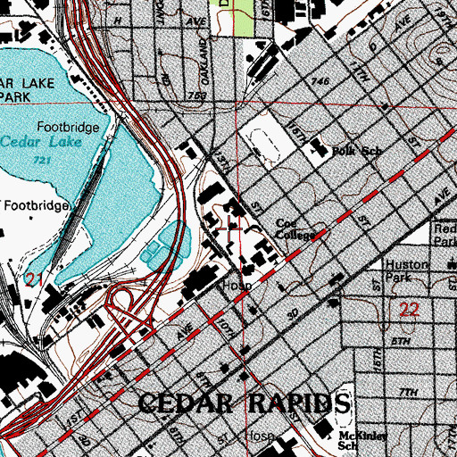 Topographic Map of Stewart Memorial Library, IA