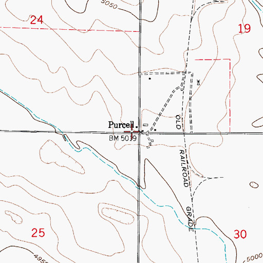 Topographic Map of Purcell, CO