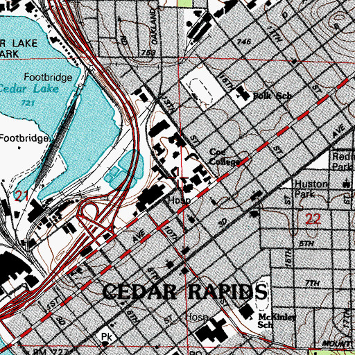 Topographic Map of Hickok Hall, IA