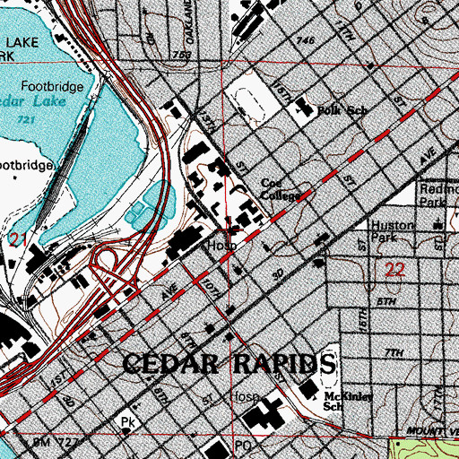 Topographic Map of Dows Fine Arts Center, IA