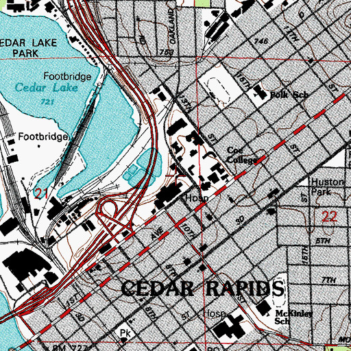 Topographic Map of Coe College Nursing Education Building, IA