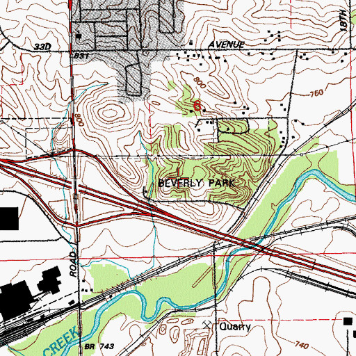 Topographic Map of Beverly Park, IA