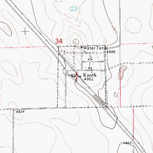 Topographic Map of Keota, CO