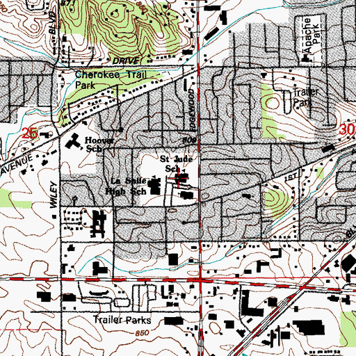 Topographic Map of Saint Jude Elementary School, IA
