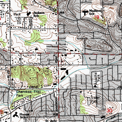 Topographic Map of Edgewood Baptist Church, IA