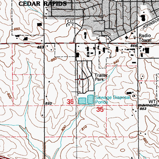 Topographic Map of Hometown-Cedar Terrace, IA