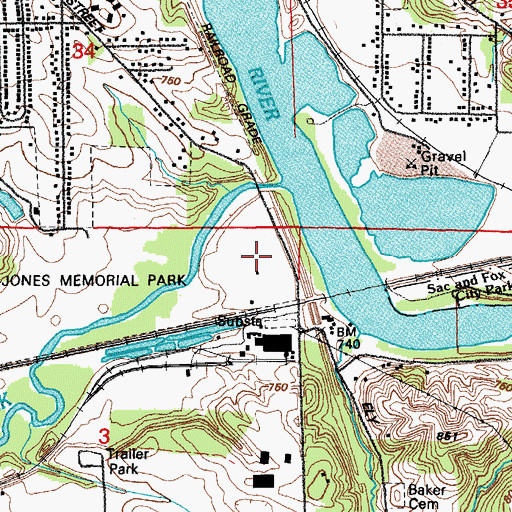Topographic Map of Tait Cummins Memorial Park, IA