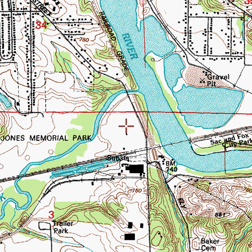 Topographic Map of Tait Cummins Memorial Park, IA