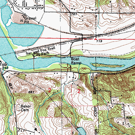Topographic Map of Winnebago Park, IA