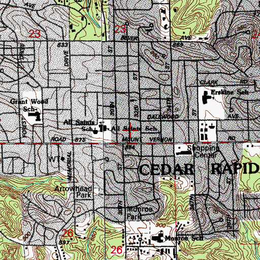 Topographic Map of Calvin-Sinclair Presyterian Church, IA