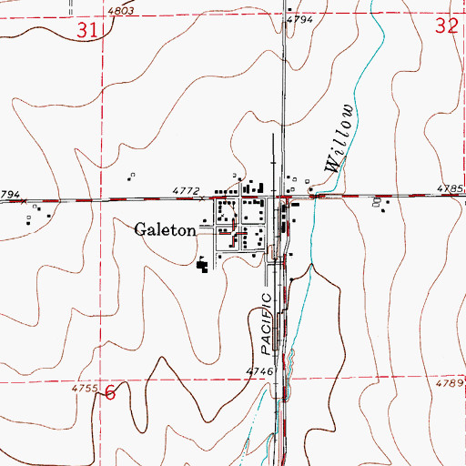 Topographic Map of Galeton, CO