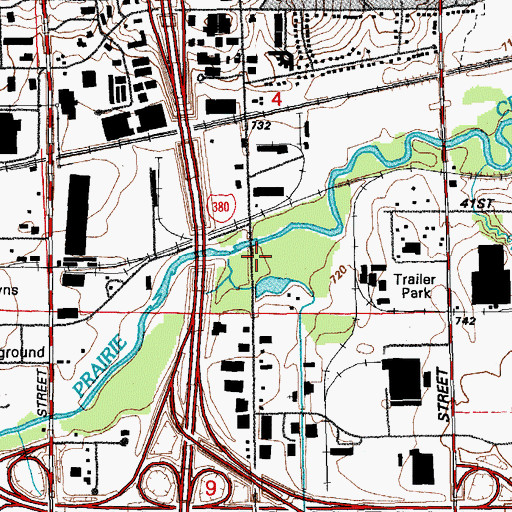 Topographic Map of Prairie Creek Park, IA