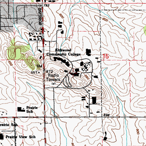 Topographic Map of Kirkwood Community College, IA